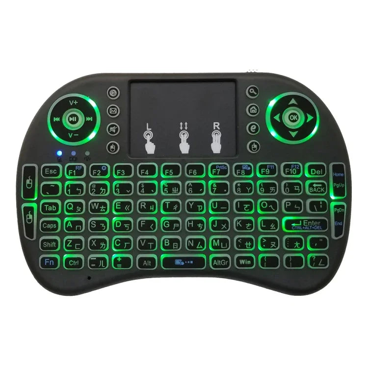 支援語言：台語 i8 空中滑鼠無線背光鍵盤，含觸控板，適用 Android TV Box、智慧電視、PC 平板、Xbox360、PS3、HTPC/IPTV，台語
