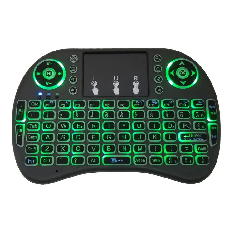 支援語言：義大利語 i8 空中滑鼠無線背光鍵盤，含觸控板，適用 Android TV Box、智慧電視、PC 平板、Xbox360、PS3、HTPC/IPTV，義大利語
