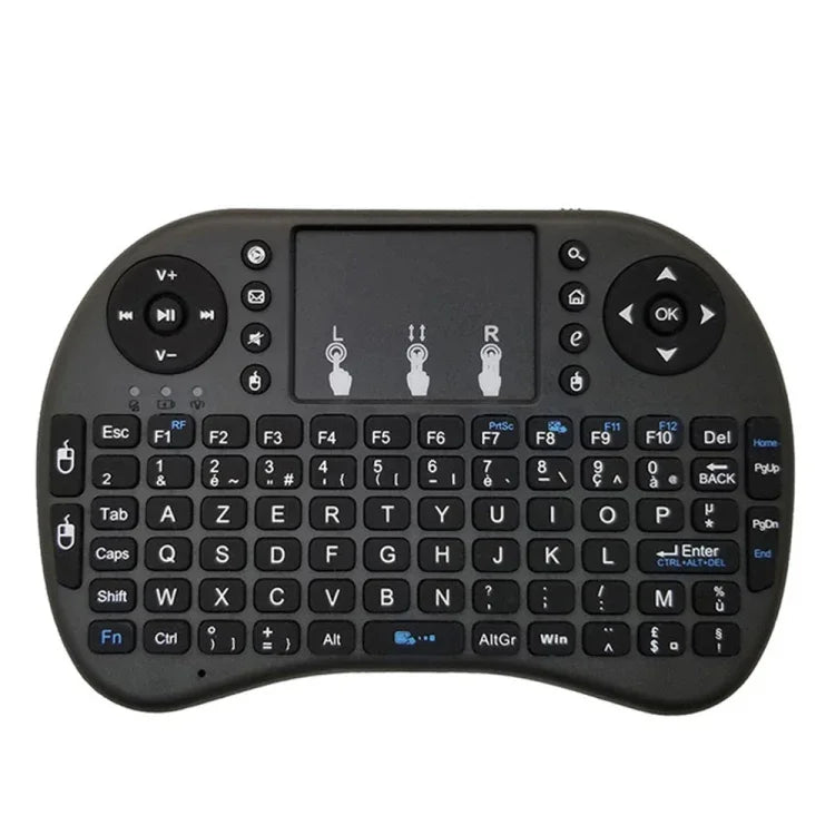支援語言：法文 i8 空中滑鼠無線鍵盤，帶觸控板，適用於 Android TV 盒子、智慧電視、PC 平板、Xbox360、PS3 及 HTPC/IPTV，法文
