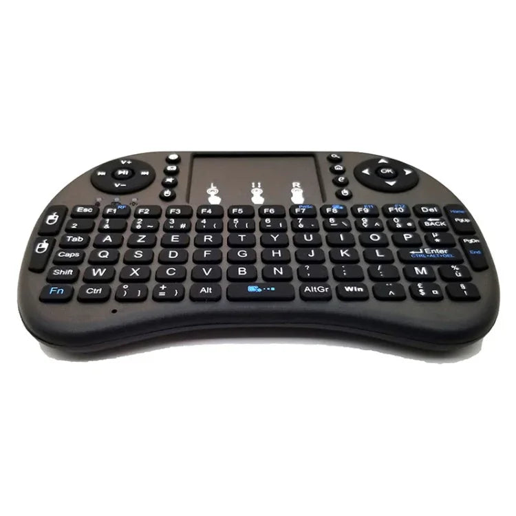 支援語言：法文 i8 空中滑鼠無線鍵盤，帶觸控板，適用於 Android TV 盒子、智慧電視、PC 平板、Xbox360、PS3 及 HTPC/IPTV，法文