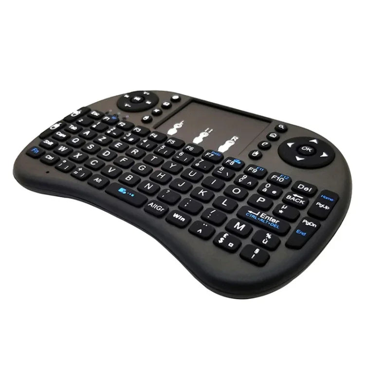 支援語言：法文 i8 空中滑鼠無線鍵盤，帶觸控板，適用於 Android TV 盒子、智慧電視、PC 平板、Xbox360、PS3 及 HTPC/IPTV，法文