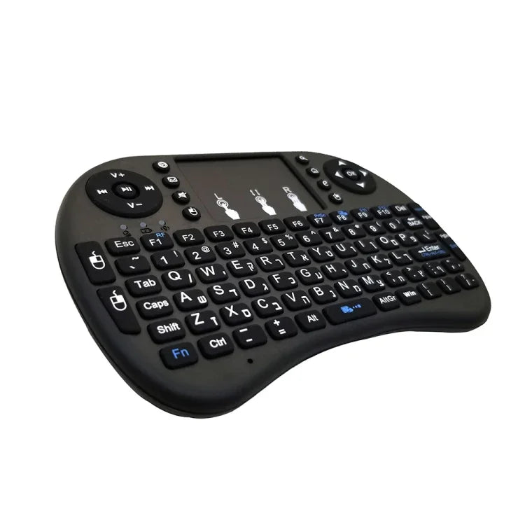 支援語言：希伯來文 i8 空中滑鼠無線鍵盤，帶觸控板，適用於 Android TV 盒子、智慧電視、PC 平板、Xbox360、PS3 及 HTPC/IPTV，希伯來文