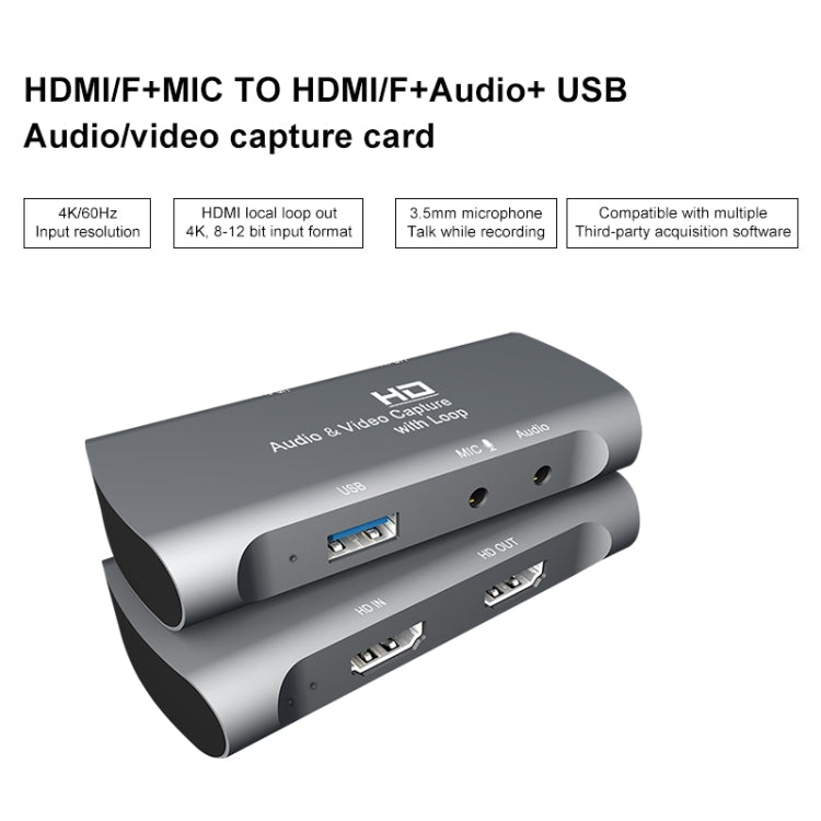 Z27 HDMI 母頭 + 麥克風至 HDMI 母頭 USB 2.0 視頻音頻擷取盒，Z27