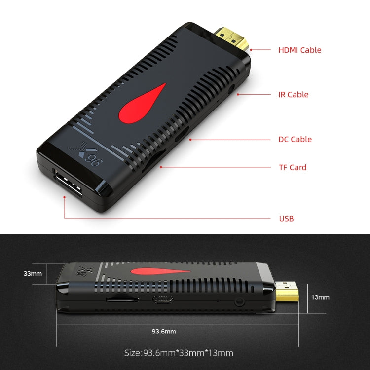 X96 S400 Android 10.0迷你電視棒，Allwinner H313四核ARM Cortex A53，2GB + 16GB，支持WiFi、HDMI、TF卡、USB，2GB+16GB