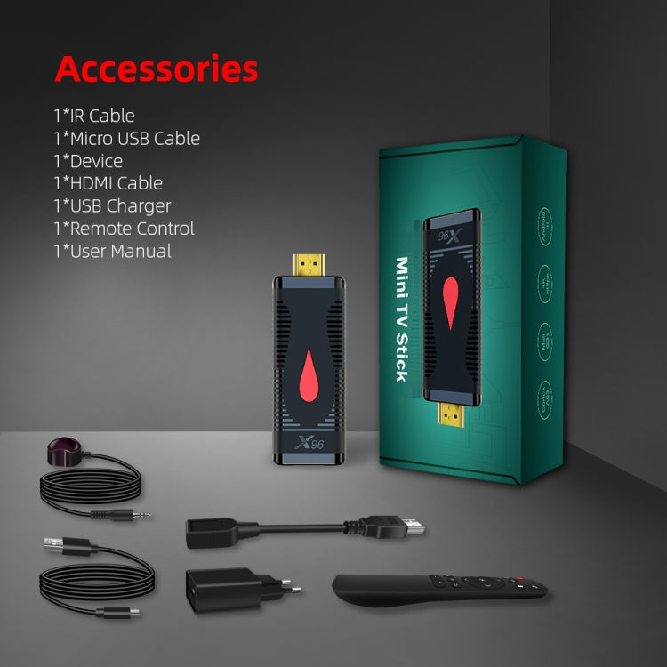 X96 S400 Android 10.0迷你電視棒，Allwinner H313四核ARM Cortex A53，2GB + 16GB，支持WiFi、HDMI、TF卡、USB，2GB+16GB
