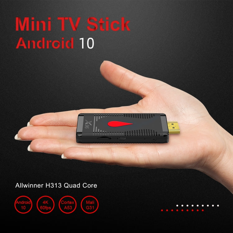 X96 S400 Android 10.0迷你電視棒，Allwinner H313四核ARM Cortex A53，2GB + 16GB，支持WiFi、HDMI、TF卡、USB，2GB+16GB