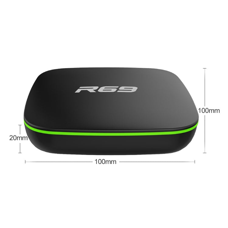 R69 1080P HD 智能電視盒 Android 4.4 媒體播放器，附遙控器，四核 Allwinner H3，RAM：1GB，ROM：8GB，2.4G WiFi，LAN，歐規插頭，1GB+8GB