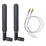 2 x 6dBi 2.4GHz 5GHz 雙頻 WiFi RP-SMA 公頭天線 + 2 x 35CM RP-SMA IPEX MHF4 連接線，6dBi 天線 + RP-SMA 線