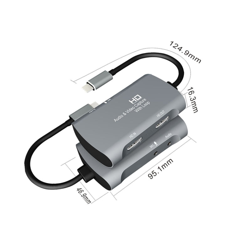 Z30A HDMI 母頭 + 麥克風轉 HDMI 母頭 + 音頻 + USB-C / Type-C 視頻擷取盒，Z30A