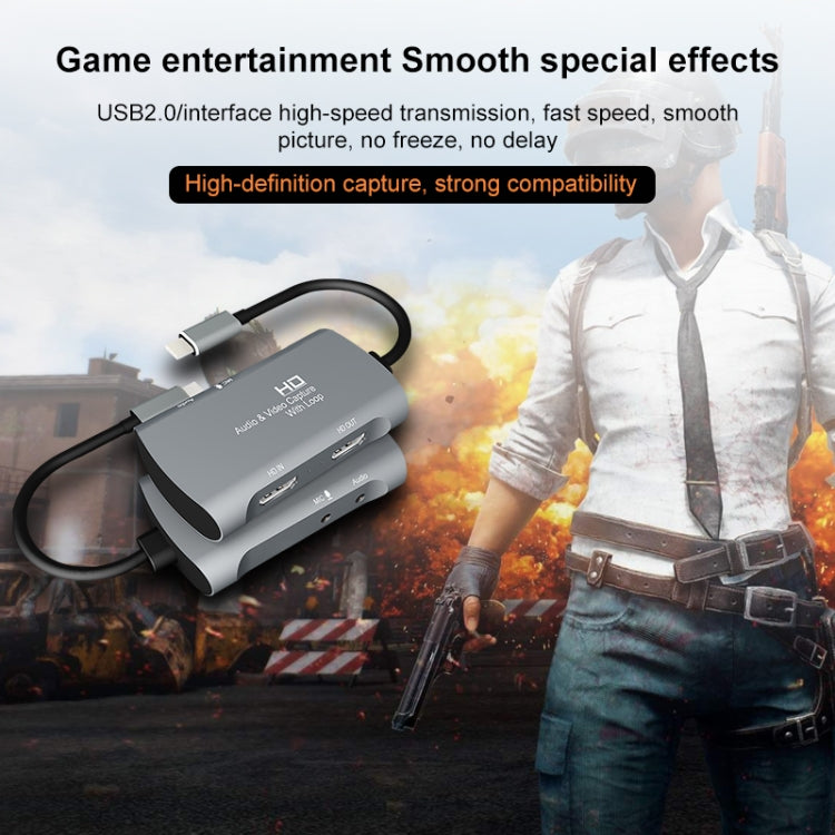 Z30A HDMI 母頭 + 麥克風轉 HDMI 母頭 + 音頻 + USB-C / Type-C 視頻擷取盒，Z30A