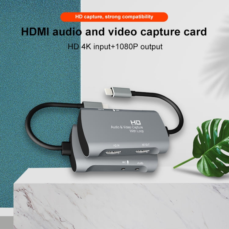 Z30A HDMI 母頭 + 麥克風轉 HDMI 母頭 + 音頻 + USB-C / Type-C 視頻擷取盒，Z30A