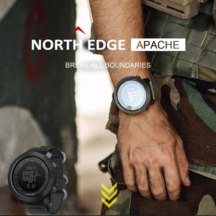 NORTH EDGE 多功能防水戶外運動電子智慧手錶，支援濕度測量／天氣預報／速度測量，款式：尼龍錶帶，尼龍錶帶