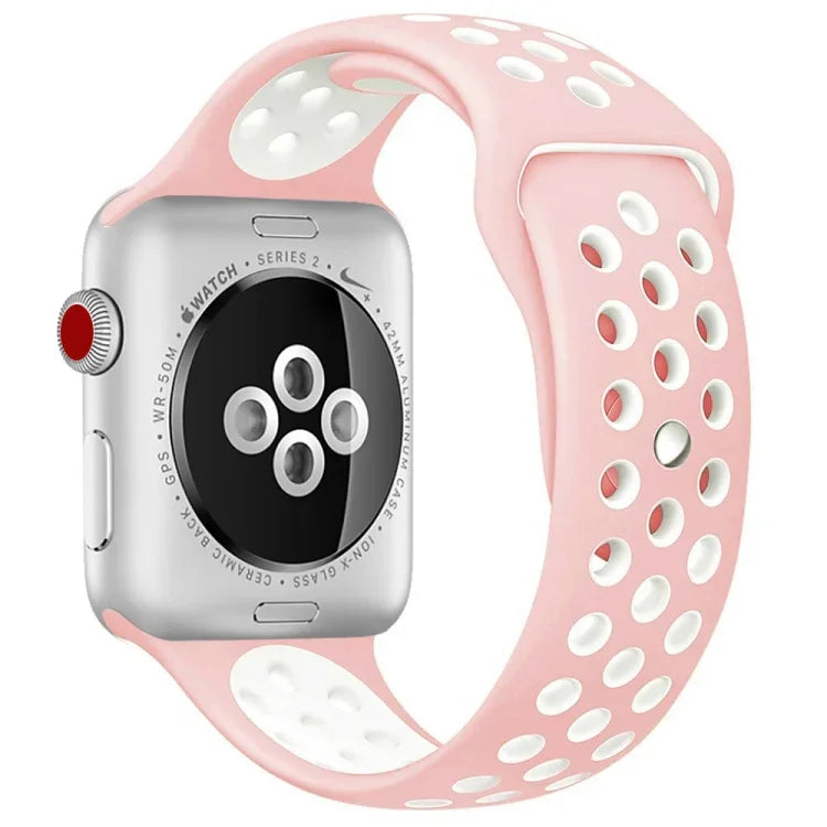For Apple Watch Series 10 42mm / 9&8&7 41mm / SE 3&SE 2&6&SE&5&4 40mm / 3&2&1 38mm Fashionable Classical Silicone Sport Watch Band(Grey White), WA1230A, WA1230B, WA1230BG, WA1230BH, WA1230BL, WA1230BM, WA1230BR, WA1230BY, WA1230C, WA1230D, WA1230DW    ...