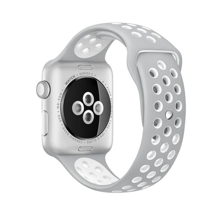 適用於 Apple Watch Ultra 49mm & Watch Ultra 2 49mm / Series 10 46mm / 9&8&7 45mm / SE 3&SE 2&6&SE&5&4 44mm / 3&2&1 42mm 時尚經典矽膠運動錶帶（灰黃），WA1231A、WA1231B、WA1231BG、WA1231BH、WA1231BL、WA1231BM、WA1231BR、WA1231B...