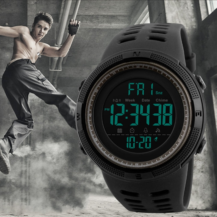 SKMEI 1251 男士時尚戶外 50米防水運動數字手錶，配PU錶帶
