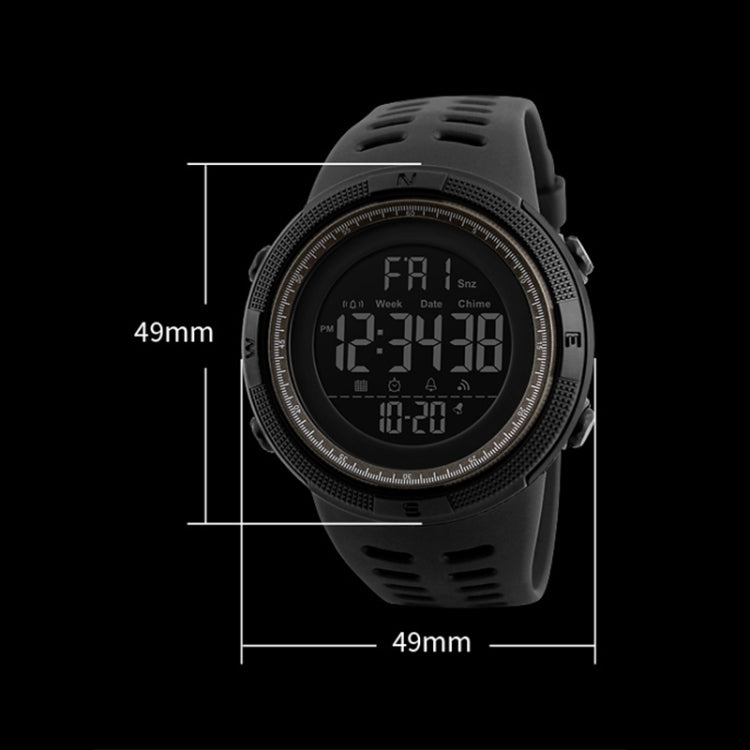 SKMEI 1251 男士時尚戶外 50米防水運動數字手錶，配PU錶帶