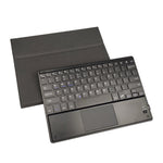 RK102C 可拆卸磁吸塑料藍牙鍵盤帶觸控板 + 絲紋 TPU 平板保護套，適用於 iPad 10.2，帶筆槽和支架，RK102C
