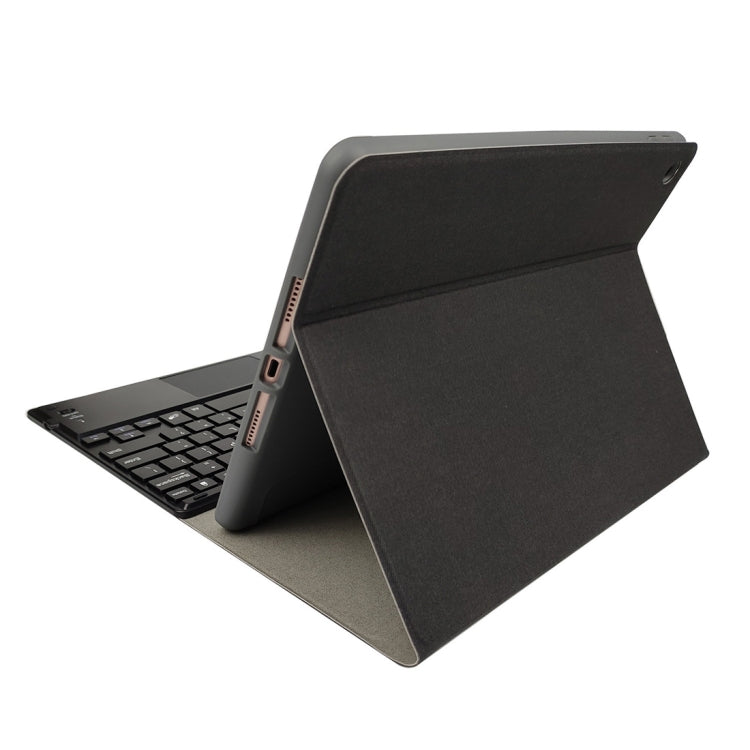 RK102C 可拆卸磁吸塑料藍牙鍵盤帶觸控板 + 絲紋 TPU 平板保護套，適用於 iPad 10.2，帶筆槽和支架，RK102C