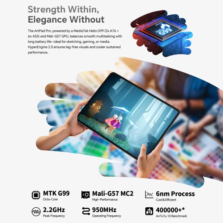 Teclast ArtPad Pro 平板電腦，8GB+256GB，12.7 吋 Android 15 MTK Helio G99 八核心，4G 網路雙 SIM，ArtPad Pro