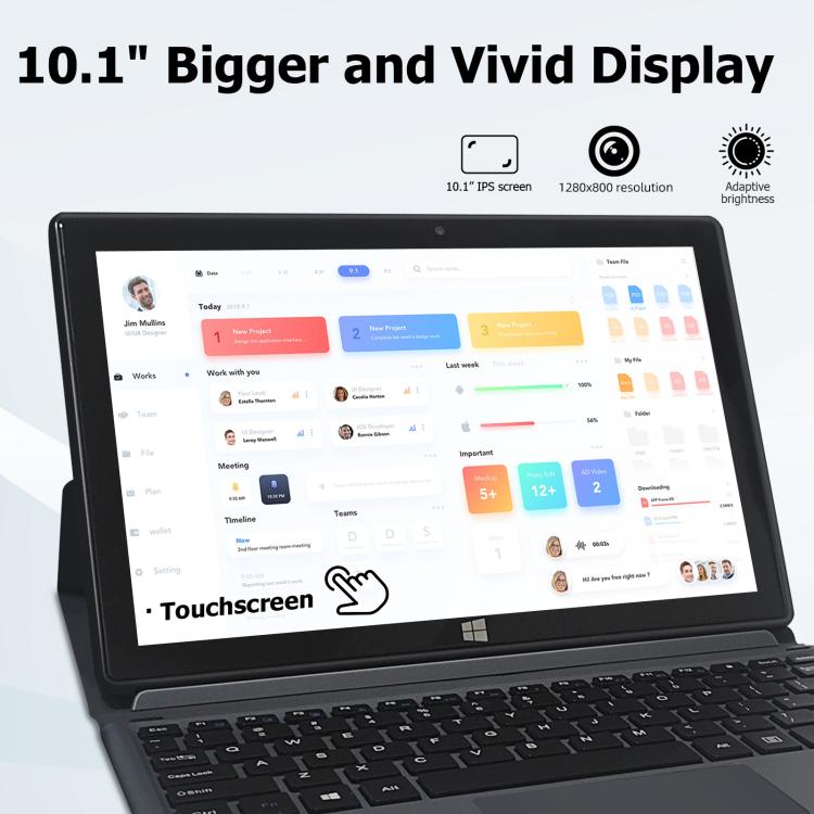 Windows 10，Intel Celeron J3455 四核心，支援 TF 卡、HDMI、藍牙及雙 WiFi，附鍵盤，N4000 四核心 8GB+128GB 含鍵盤