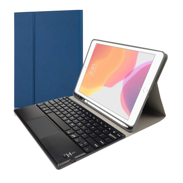 RK508C 可拆卸磁吸塑料藍牙鍵盤帶觸控板 + 絲紋 TPU 平板保護套，適用於 iPad 9.7 吋，帶筆槽和支架，RK508C