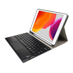 RK508C 可拆卸磁吸塑料藍牙鍵盤帶觸控板 + 絲紋 TPU 平板保護套，適用於 iPad 9.7 吋，帶筆槽和支架，RK508C
