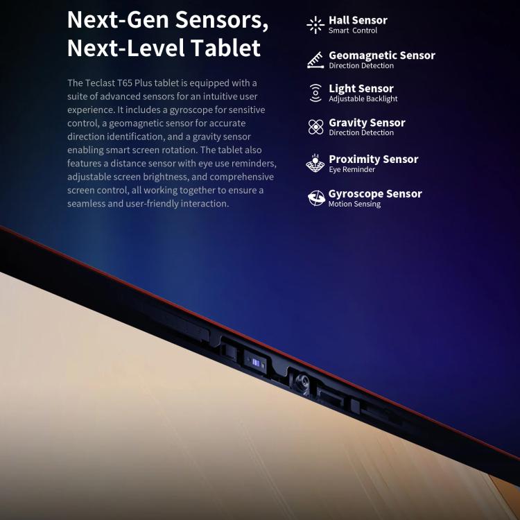 Teclast T65 Plus 4G LTE 平板電腦，8GB+256GB，13.4 吋 Android 15 MediaTek Helio G99 八核心，支援雙 SIM，T65 Plus
