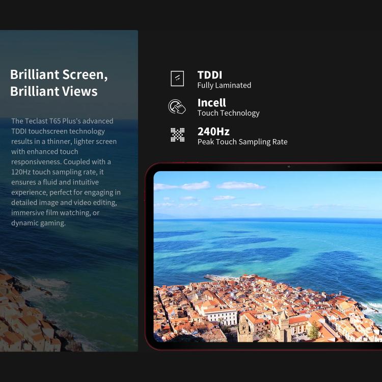 Teclast T65 Plus 4G LTE 平板電腦，8GB+256GB，13.4 吋 Android 15 MediaTek Helio G99 八核心，支援雙 SIM，T65 Plus