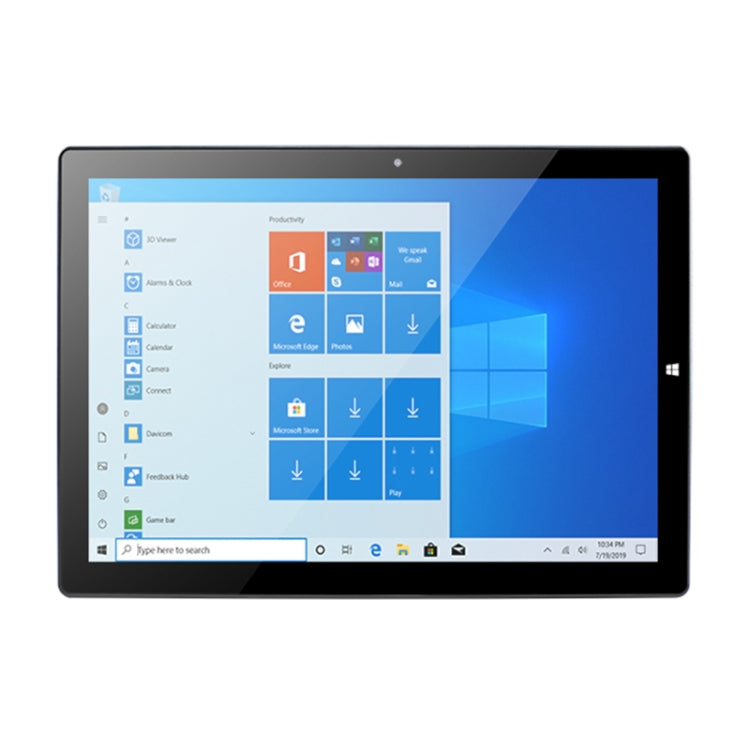 Windows 10 系統，Intel Gemini Lake N4120 四核心最高 2.6GHz，附鍵盤與觸控筆，支援雙頻 WiFi、藍牙、TF 卡與 HDMI，美規插頭，含鍵盤與觸控筆的 W10