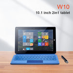 Windows 10 系統，Intel Gemini Lake N4120 四核心最高 2.6GHz，附鍵盤與觸控筆，支援雙頻 WiFi、藍牙、TF 卡與 HDMI，美規插頭，含鍵盤與觸控筆的 W10
