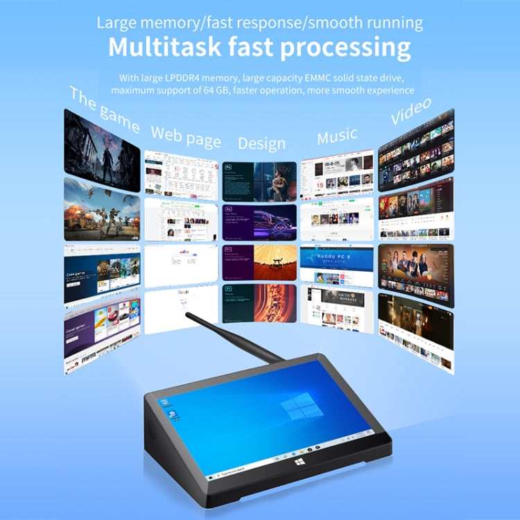 PiPo X9S 一體成型迷你電腦，9.0 吋，4GB+64GB，Windows 10 Intel Celeron J4105 四核心，美規插頭，4GB+64GB