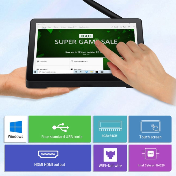 PiPo X9S 一體成型迷你電腦，9.0 吋，4GB+64GB，Windows 10 Intel Celeron J4105 四核心，美規插頭，4GB+64GB
