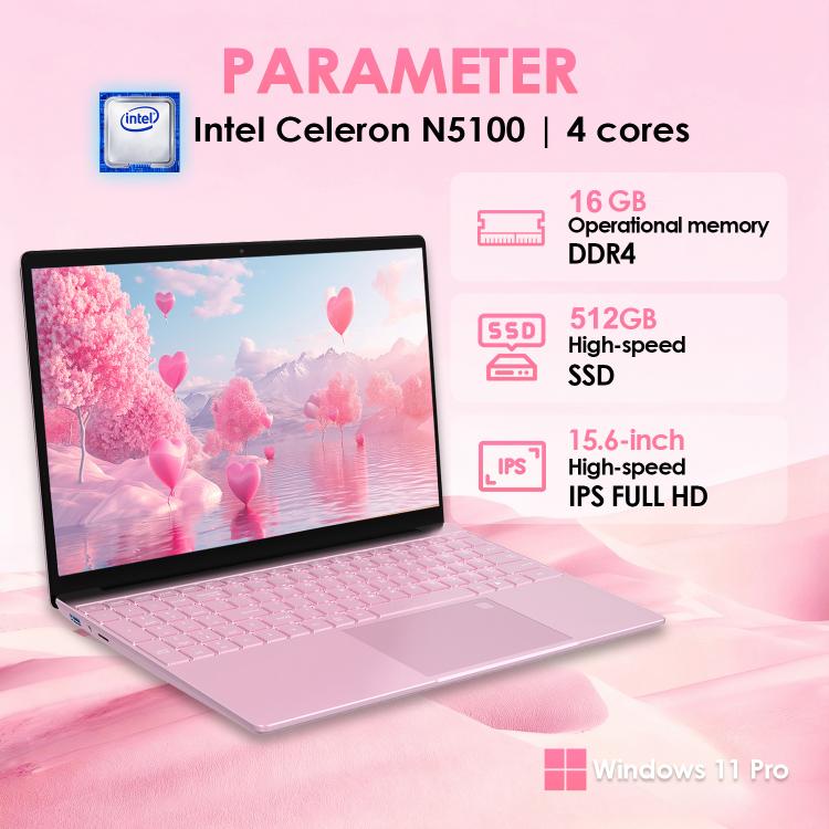 GXMO T152J 15.6吋筆記型電腦，16GB+512GB，Windows 11 專業版 Intel Celeron N5100 四核心，支援指紋解鎖，英規插頭，16GB+512GB，英規插頭