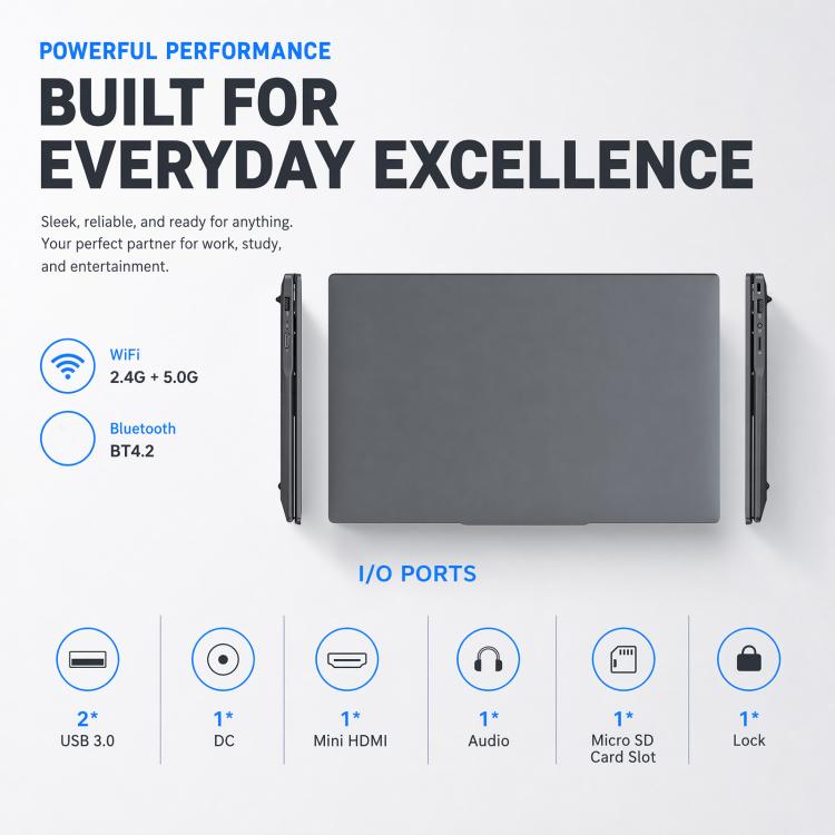 E157 15.6 inch Lightweight Laptop, 8GB+256GB, Windows 11 Intel Celeron N5095 Quad Core, US Plug, Intel N5095