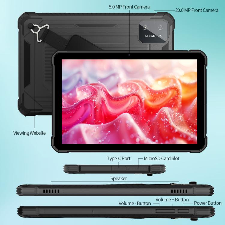 UNIWA UTAB R1040 IP67 防水耐用平板電腦，8GB+128GB，10.1 吋 Android 15 Mediatek MT8786 八核心，網路：4G，美規插頭，UTAB R1040