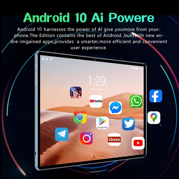 BDF P70 10.1 吋 4G LTE 平板電腦，6GB+128GB，Android 10 MTK6750 八核心，支援雙 SIM，英規插頭，8GB+256GB，英規插頭