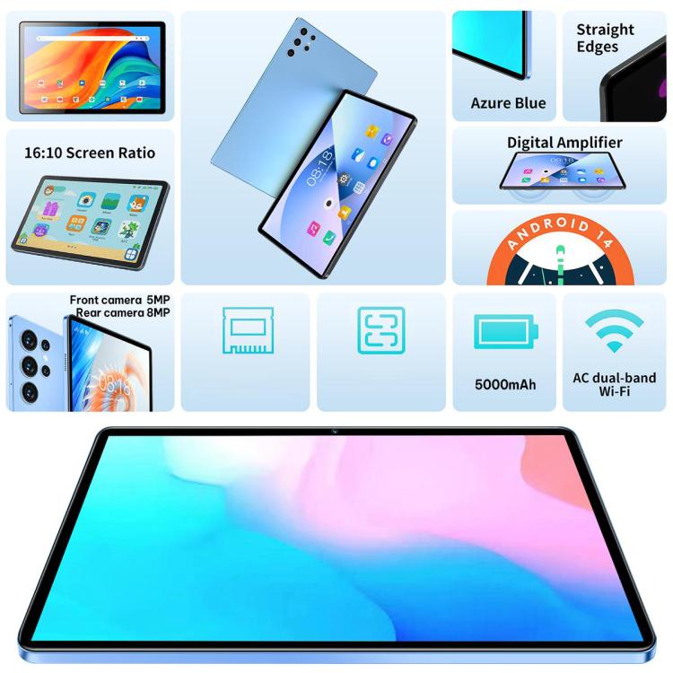 BDF H39 10.1 吋 4G LTE 平板電腦，4GB+64GB，Android 10 MTK6750 八核心，支援雙 SIM，英國插頭，6GB+128GB，英國插頭