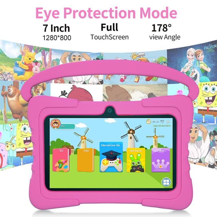 BDF K3 7 吋 WiFi 兒童平板電腦，附矽膠保護套，2GB+32GB，Android 8.1 MTK6735 四核心 CPU，美規插頭，4GB+64GB