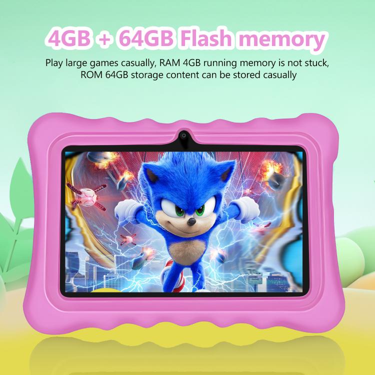 BDF T7 7 吋 WiFi 兒童平板電腦，附矽膠保護套，2GB+32GB，Android 8.1 MTK6735 四核心 CPU，美規插頭，4GB+64GB