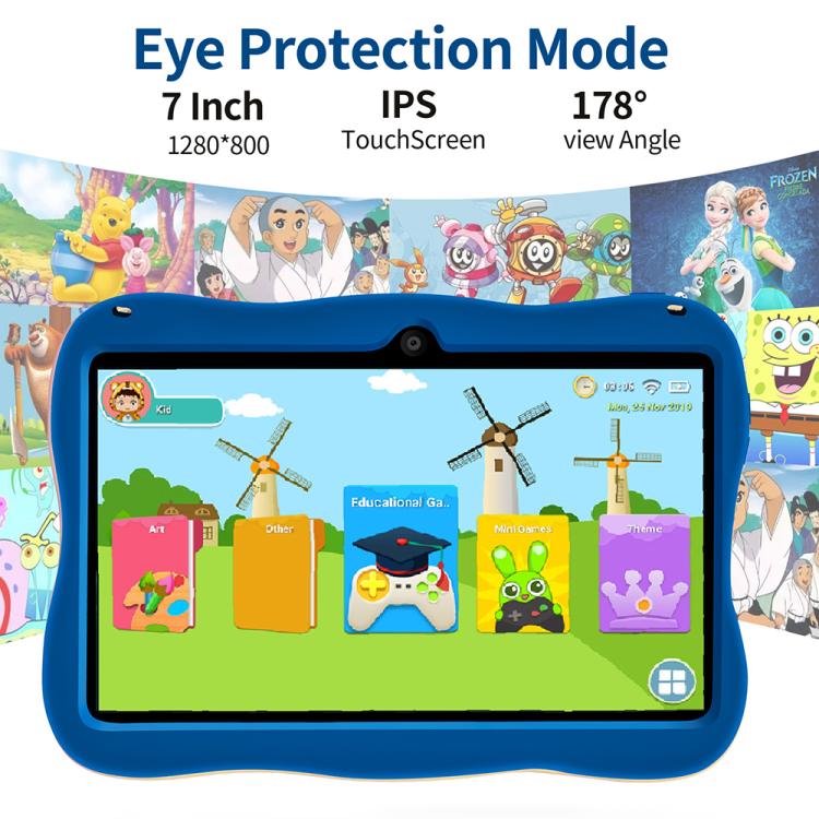 BDF 7 吋 WiFi 兒童平板電腦，附太空人矽膠保護套，2GB+32GB，Android 8.1 MTK6735 四核心處理器，美規插頭，4GB+64GB
