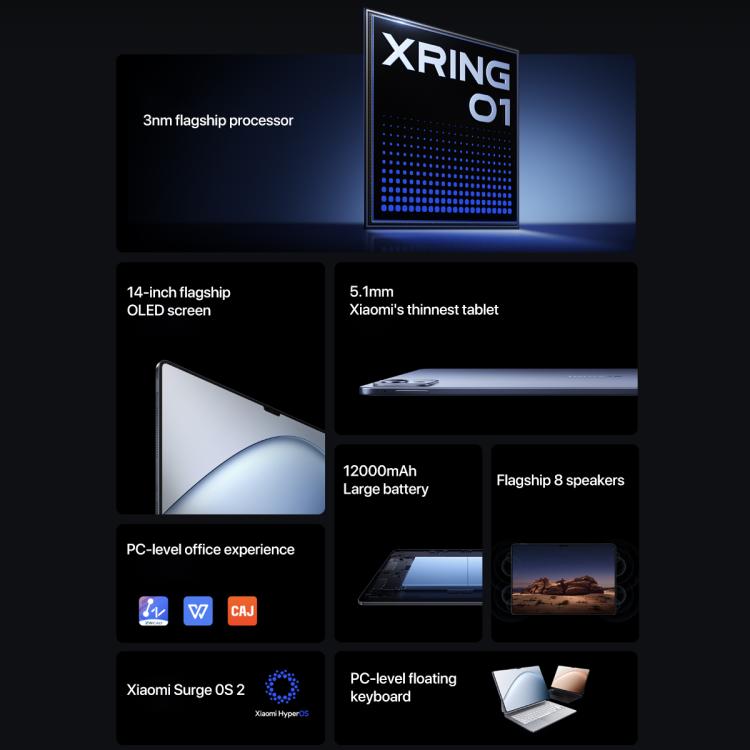 Xiaomi Pad 7 Ultra 14 吋，12GB+512GB，HyperOS 2，XRING O1 3nm 十核心 CPU，12GB+512GB