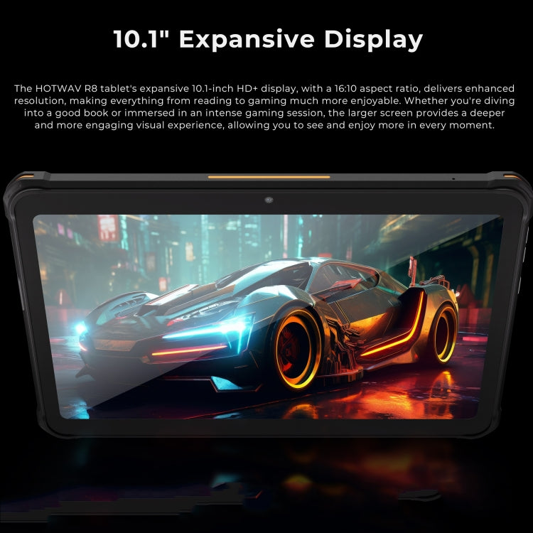 HOTWAV Tab R8 IP68/IP69K 防摔平板電腦，4GB+128GB，10.1 吋 Android 14 Unisoc T606 八核心 4G 網路，全球版含 Google Play，歐規插頭，Tab R8