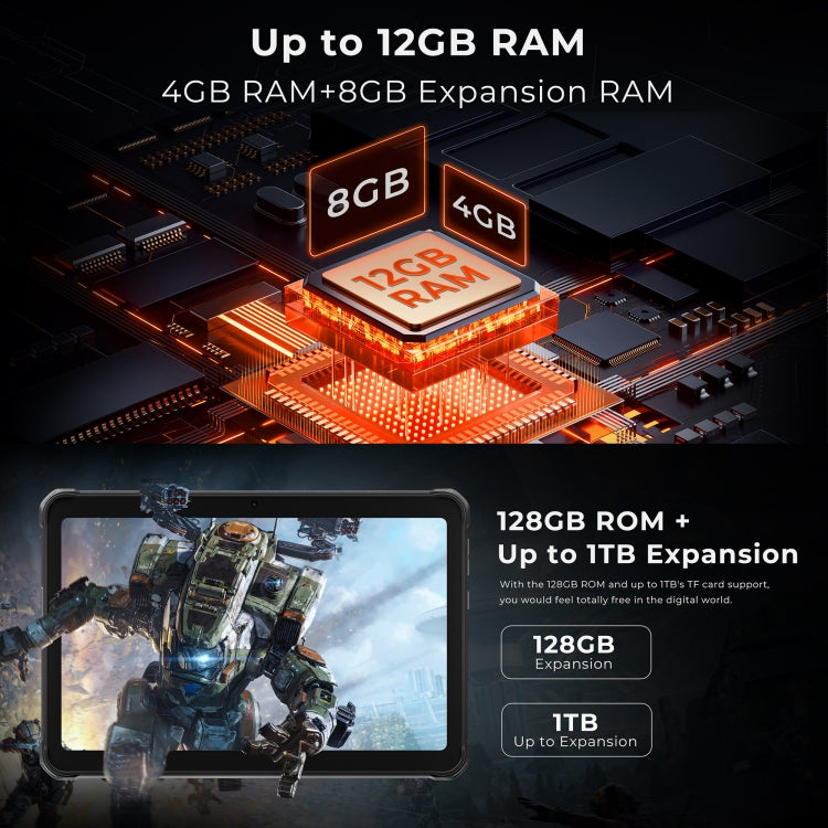 HOTWAV Tab R8 IP68/IP69K 防摔平板電腦，4GB+128GB，10.1 吋 Android 14 Unisoc T606 八核心 4G 網路，全球版含 Google Play，歐規插頭，Tab R8