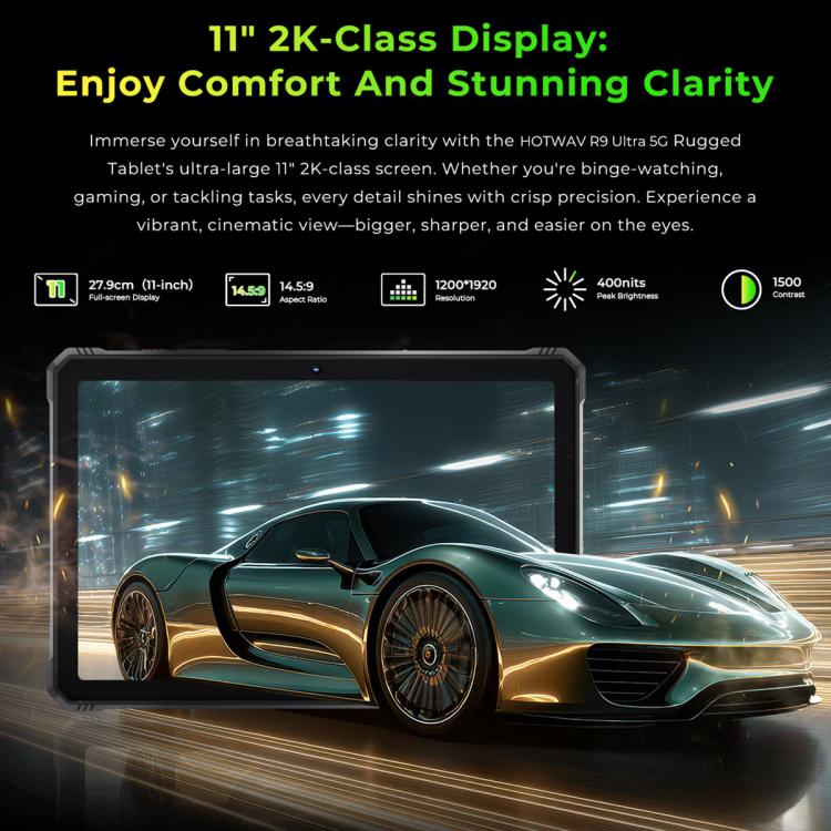 HOTWAV Tab R9 Ultra IP68/IP69K 防護平板，8GB+512GB，11 吋 Android 15 Unisoc T8200 八核心 5G 網路，全球版含 Google Play，歐規插頭，Tab R9 Ultra