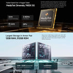 Ulefone Armor Pad 5 Pro 防護平板電腦，12GB+512GB，11 吋 Android 15 MediaTek 天璣 7400X 八核心 5G 網路，歐規插頭，Armor Pad 5 Pro