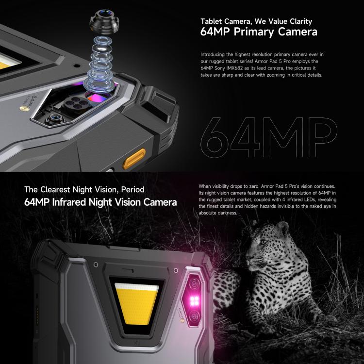Ulefone Armor Pad 5 Pro 防護平板電腦，12GB+512GB，11 吋 Android 15 MediaTek 天璣 7400X 八核心 5G 網路，歐規插頭，Armor Pad 5 Pro