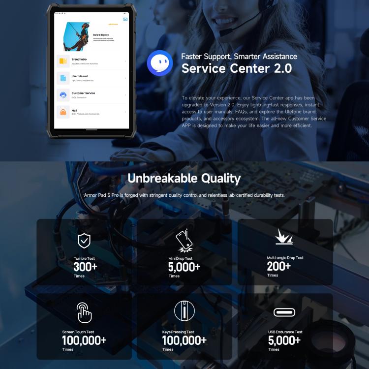 Ulefone Armor Pad 5 Pro 防護平板電腦，12GB+512GB，11 吋 Android 15 MediaTek 天璣 7400X 八核心 5G 網路，歐規插頭，Armor Pad 5 Pro