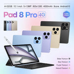 Pad 8 Pro 10.1 吋 4G LTE 平板電腦組合套裝，4GB+32GB，Android 10 MT6755 八核心，附鍵盤／滑鼠／皮套，歐規插頭，歐規插頭