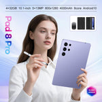Pad 9 Pro 10.1 吋 4G LTE 平板電腦組合套裝，4GB+32GB，Android 10 MT6755 八核心，附鍵盤／滑鼠／皮套，歐規插頭，歐規插頭