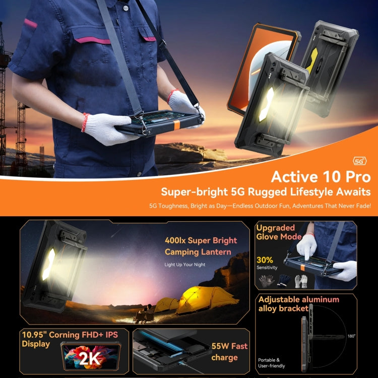 Blackview Active 8 Pro 5G 防摔平板，12GB+256GB，10.95 吋 Android 14 Dimensity 7300 八核心，全球版含 Google Play，12GB+256GB